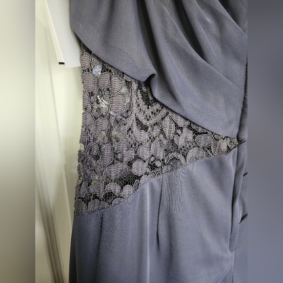 NWT David's Bridal Pewter Chiffon One Shoulder Dress Size 20 - Picture 8 of 8